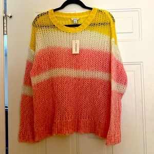 Sundance Yellow, Pink, & white  striped sweater. PERFECT FOR SPRING. NWT!